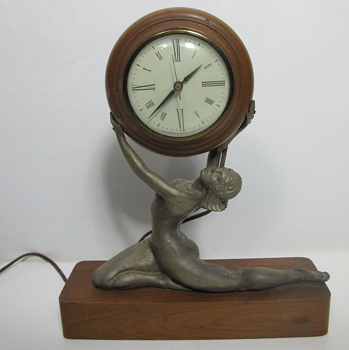 Antique Art Deco Spelter Figural Nude Female Statue Sessions Mantle Clock Nr Yqz Ebay