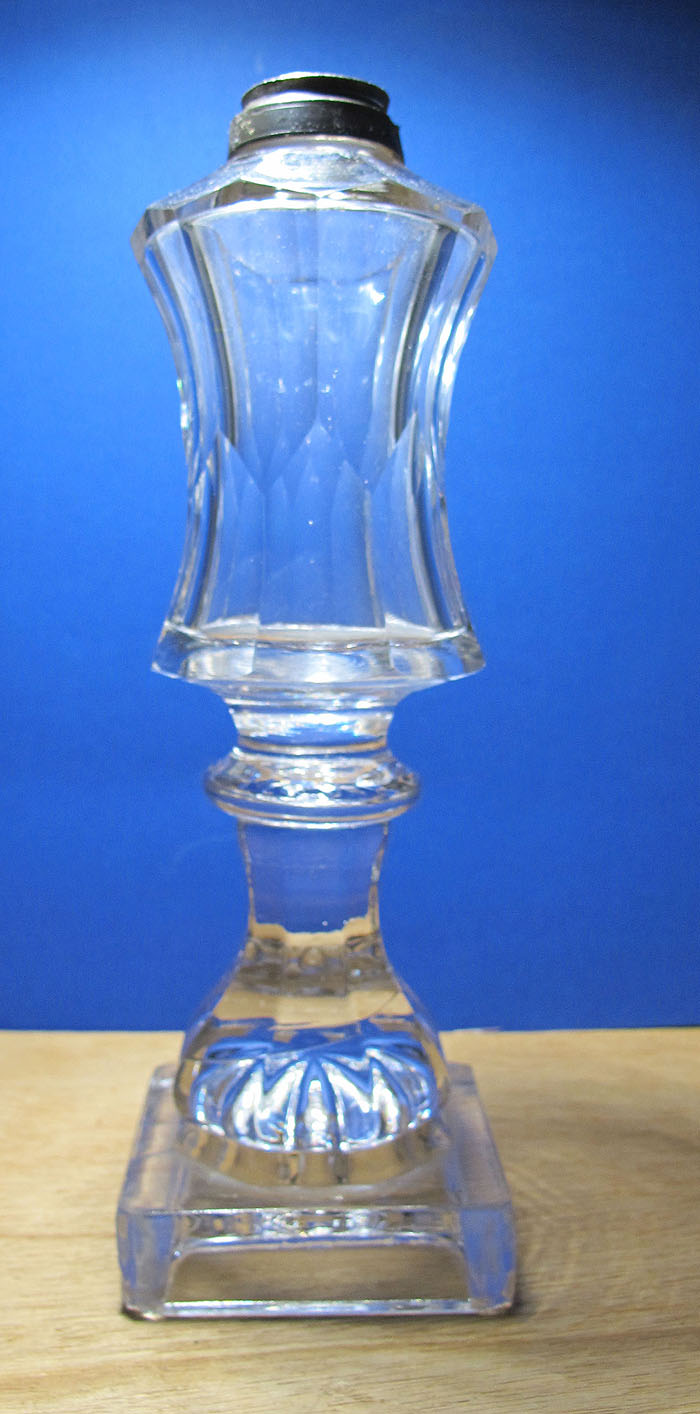 Antique Mid 19th Century American Sandwich Pressed Glass Whale Oil Lamp